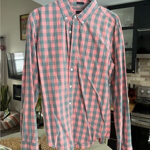 J. Crew Pink and Gray Plaid Men's Shirt